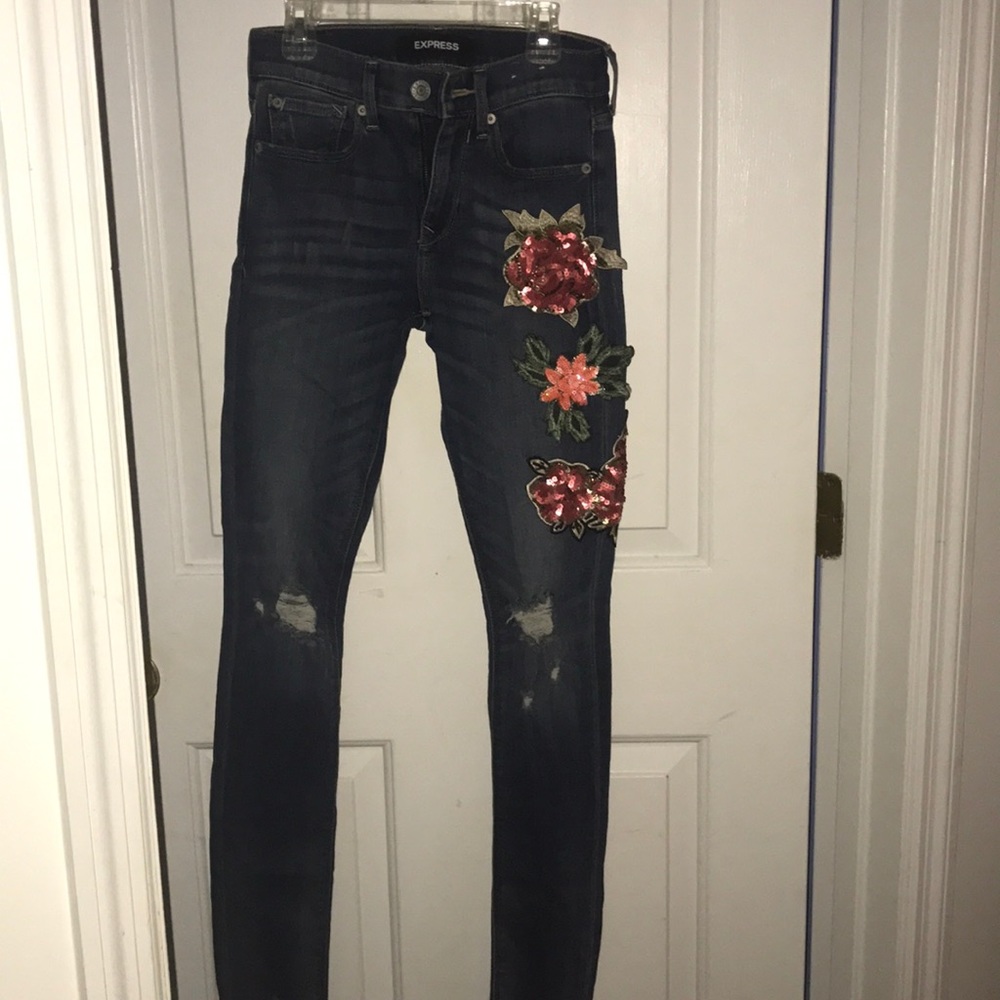 Express Embroidered legging jeans 00long